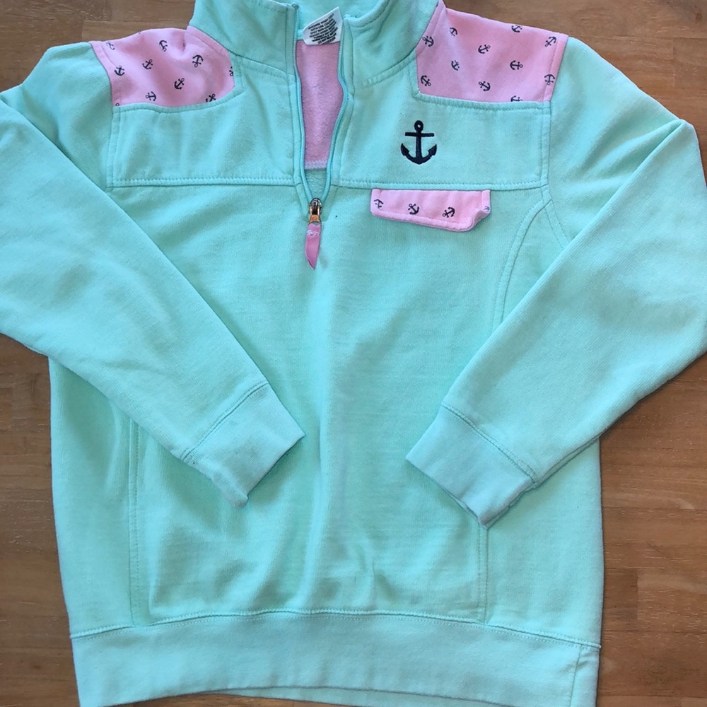 Mint Green anchor 3/4 zip pullover